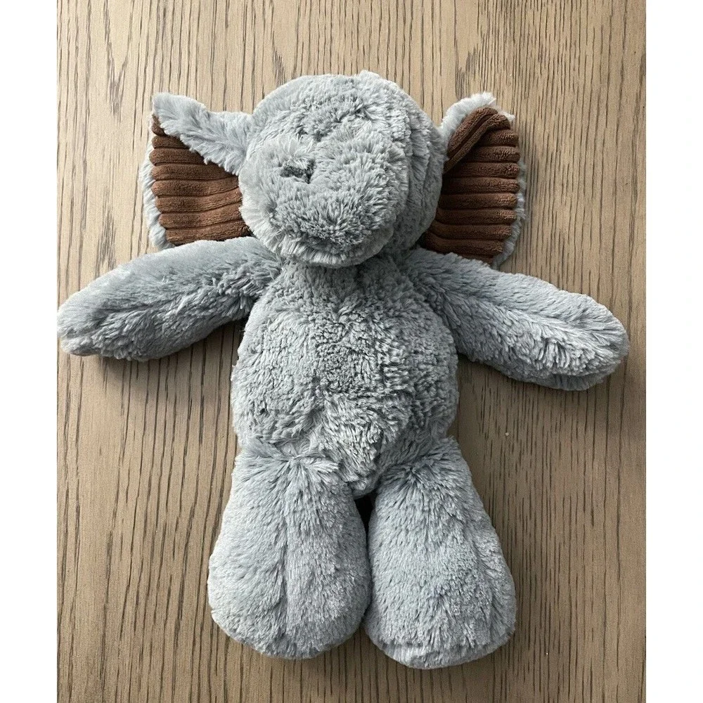 Lambs & Ivy Elephant plush Stuffed Animal Gray baby hook and loop Terrycloth